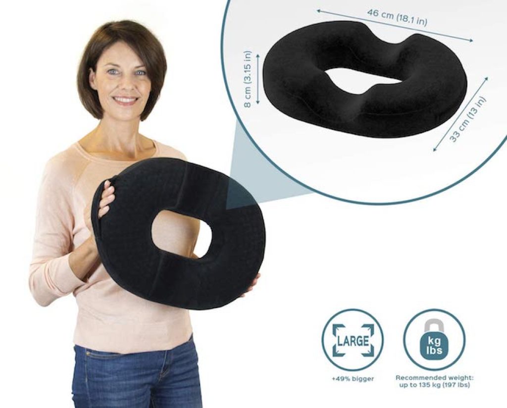 Ecosafeter Coussin Siège Donut Ergonomique Hémorroïdes - Soulagement Coccyx Grossesse Sciatique - Mousse Mémoire